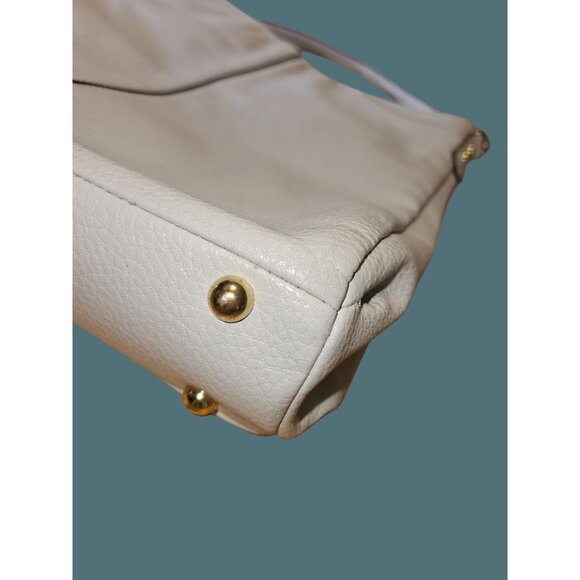 Ann Klein Faux Leather Off White Multi Compartment Shoulder Bag - Picture 7 of 14